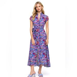rungolee silk Floral Blue Maxi Dress